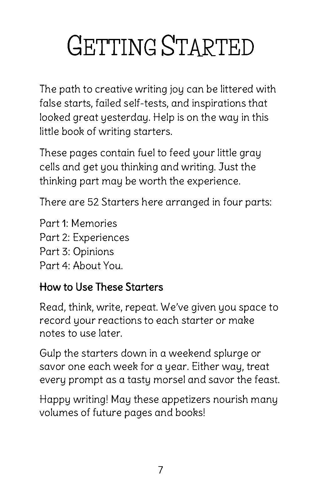 Writing Starters: Appetizers for Your Brain